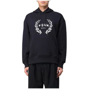 Msgm - Katoenen Sweatshirt - Zwart - Logo Print