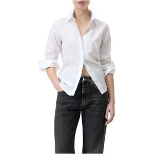 Closed, Dames, Blouses & Shirts, Wit, Maat: L Katoen,