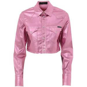 Dolce & Gabbana, Dames, Blouses & Shirts, Roze, Maat: 2XS Katoen,
