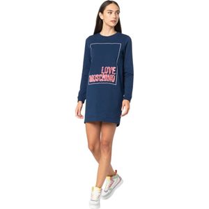Love Moschino - Stijlvolle Jurk - Blauw - Polyester - Korte Lengte - Mouwloos Ontwerp