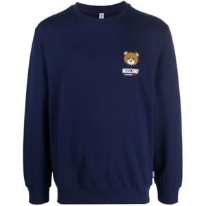 Moschino, Heren, Sweatshirts & Hoodies, Blauw, Maat: L Katoen,