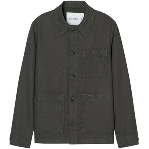 Closed, Heren, Jassen, Grijs, Maat: M Linnen,