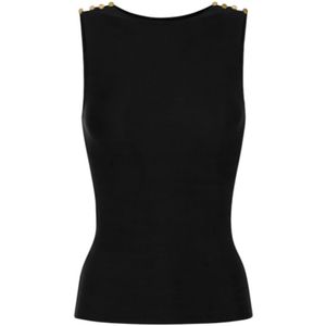 Elisabetta Franchi, Dames, Tops, Zwart, Maat: S