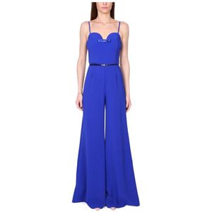 Elisabetta Franchi, Dames, Jumpsuits & Playsuits, Blauw, Maat: XL Poliester,