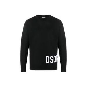 Dsquared2 Zwarte Crewneck Sweatshirt , Black , Heren , Maat: L