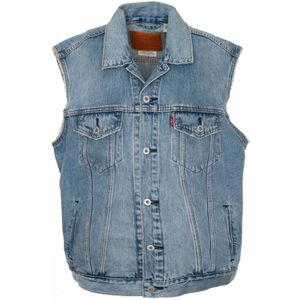 Levi's - Vest - Blauw - Katoen - Mouwloos