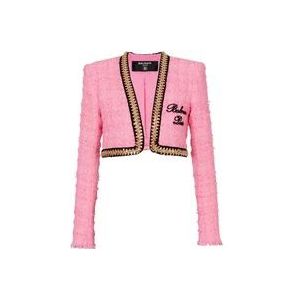 Balmain Handtekening tweed en ketting jasje , Pink , Dames , Maat: XS