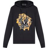 Versace Jeans Couture, Heren, Sweatshirts & Hoodies, Zwart, Maat: M Katoen,