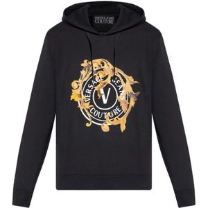 Versace Jeans Couture, Heren, Sweatshirts & Hoodies, Zwart, Maat: M Katoen,