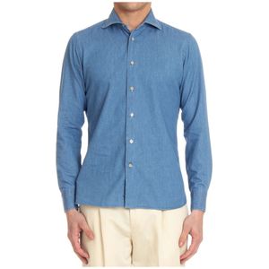 Borriello Napoli, Heren, Overhemden, Blauw, Maat: 4XL Denim,