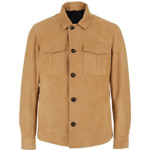 Tagliatore, Heren, Jassen, Beige, Maat: L Suède,