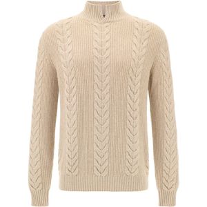 Boggi Milano - Mock Polo Neck Jumper - Beige - Heren - Kasjmiermix