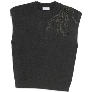 Brunello Cucinelli, Dames, Tops, Zwart, Maat: M