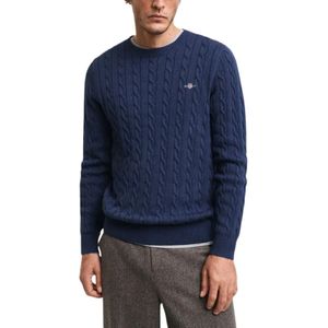 GANT - Cotton Cable C-Neck - Trui - Dark Jeansblue Melange