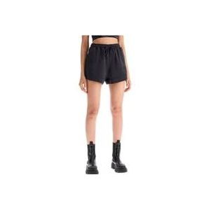 Ganni Sportieve Katoenen Shorts met Logodetail , Gray , Dames , Maat: M