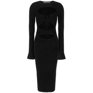 Andrea Adamo, Dames, Jurken, Zwart, Maat: M Nylon,