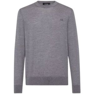 Dsquared2, Heren, Truien, Grijs, Maat: M Wol,