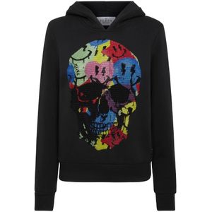 Philipp Plein, Dames, Sweatshirts & Hoodies, Zwart, Maat: L Katoen,
