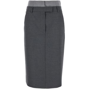 Sportmax, Dames, Rokken, Grijs, Maat: XS Wol,