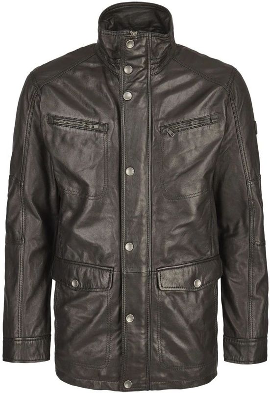 Bugatti - Budavid - Leren Parka Jas - Zwart - Heren