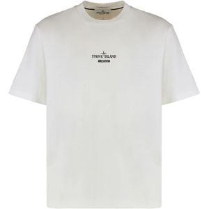 Stone Island, Heren, Tops, Wit, Maat: 2XL