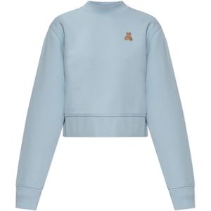 Palm Angels, Dames, Sweatshirts & Hoodies, Blauw, Maat: L Katoen,