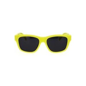 Celine Geometrische zonnebril met geel fluorescerend montuur en grijze lenzen , Yellow , unisex , Maat: 55 MM