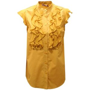 Twinset, Dames, Blouses & Shirts, Geel, Maat: S Katoen,