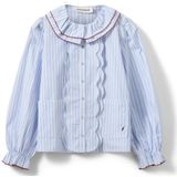 Sofie Schnoor - Blauw Gestreepte Shirt met Pofmouwen - Dames - Katoen