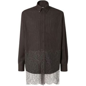Fendi, Heren, Overhemden, Bruin, Maat: XS Wol,