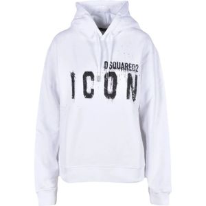 Dsquared2, Dames, Sweatshirts & Hoodies, Wit, Maat: 2XS Katoen,