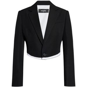 Dsquared2 Blazer met ruwe afwerking , Black , Dames , Maat: S