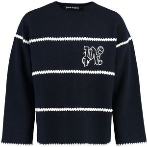 Palm Angels, Heren, Truien, Blauw, Maat: L Wol,