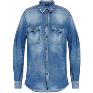 Dsquared2, Heren, Overhemden, Blauw, Maat: 2XL Denim,
