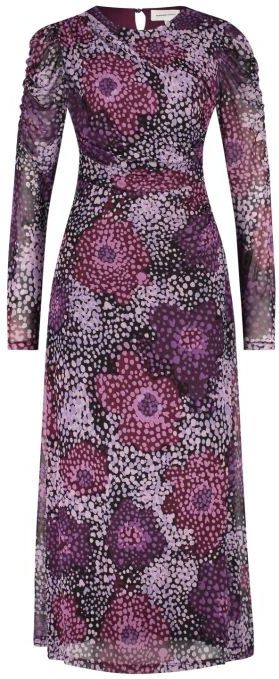 Fabienne Chapot - Geplooide Mouw Midi Jurk - Paars - Dames