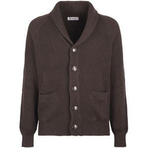Brunello Cucinelli, Heren, Truien, Bruin, Maat: M Katoen,
