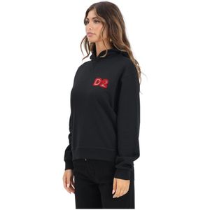 Dsquared2, Dames, Sweatshirts & Hoodies, Zwart, Maat: XS