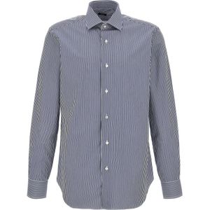 Barba, Heren, Overhemden, Blauw, Maat: M Katoen,