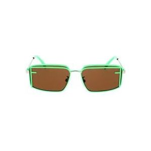 Fendi Glamoureuze zonnebril met groene voorkant en zilveren armen , Green , unisex , Maat: 53 MM