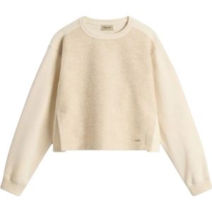 Woolrich, Dames, Sweatshirts & Hoodies, Beige, Maat: L Fleece,