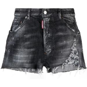 Dsquared2 Zwarte Denim Shorts voor Moderne Vrouw , Black , Dames , Maat: XS