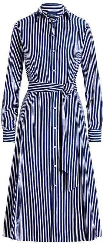 Polo Ralph Lauren - Blousejurk - Donkerblauw/Wit - Gestreept - Lange Mouw