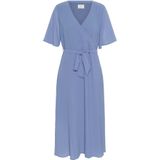 Kaffe - Wikkeljurk - Blauw - Ruches Mouwen - V-hals