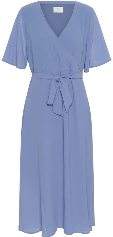 Kaffe - Wikkeljurk - Blauw - Ruches Mouwen - V-hals