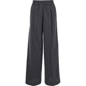Brunello Cucinelli, Dames, Broeken, Grijs, Maat: XS Wol,