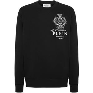Philipp Plein, Heren, Sweatshirts & Hoodies, Zwart, Maat: S Fleece,