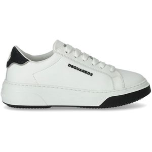 Dsquared2 Witte Leren Bumper Sneaker met Logo , White , Dames , Maat: 36 1/2 EU