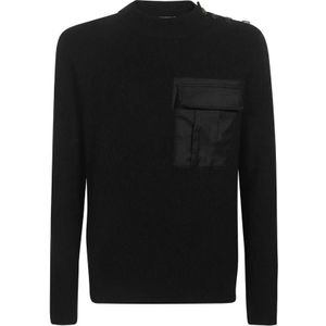 Dondup, Heren, Truien, Zwart, Maat: L Wol,