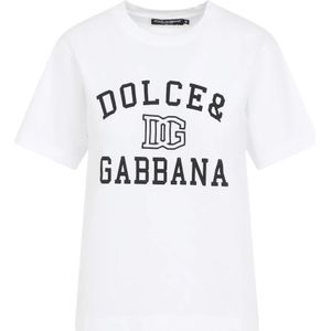Dolce & Gabbana, Dames, Tops, Wit, Maat: 3XS Katoen,