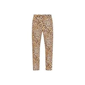 Dsquared2 Loszittende broek met dierenprint , Beige , Heren , Maat: 2XL